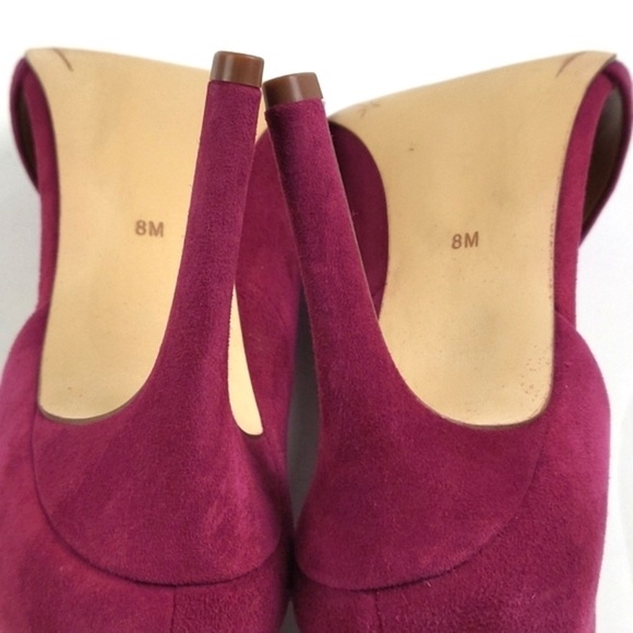 Gibson Latimer Viollette Raspberry Suede Leather Slip-on Open Toe Cutout Pump - Picture 8 of 9